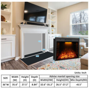 Lareira Elétrica Dreamflame 90x69cm 1500W Chamas LED Timer Embutir 110V