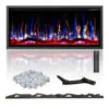 Lareira Elétrica Eueiriup 117x59cm 1500W Chamas LED 12 Cores Embutir 110V