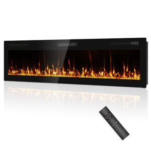 Lareira Elétrica Eueiriup 183x46cm 1500W 12 Cores LED Embutir 110V