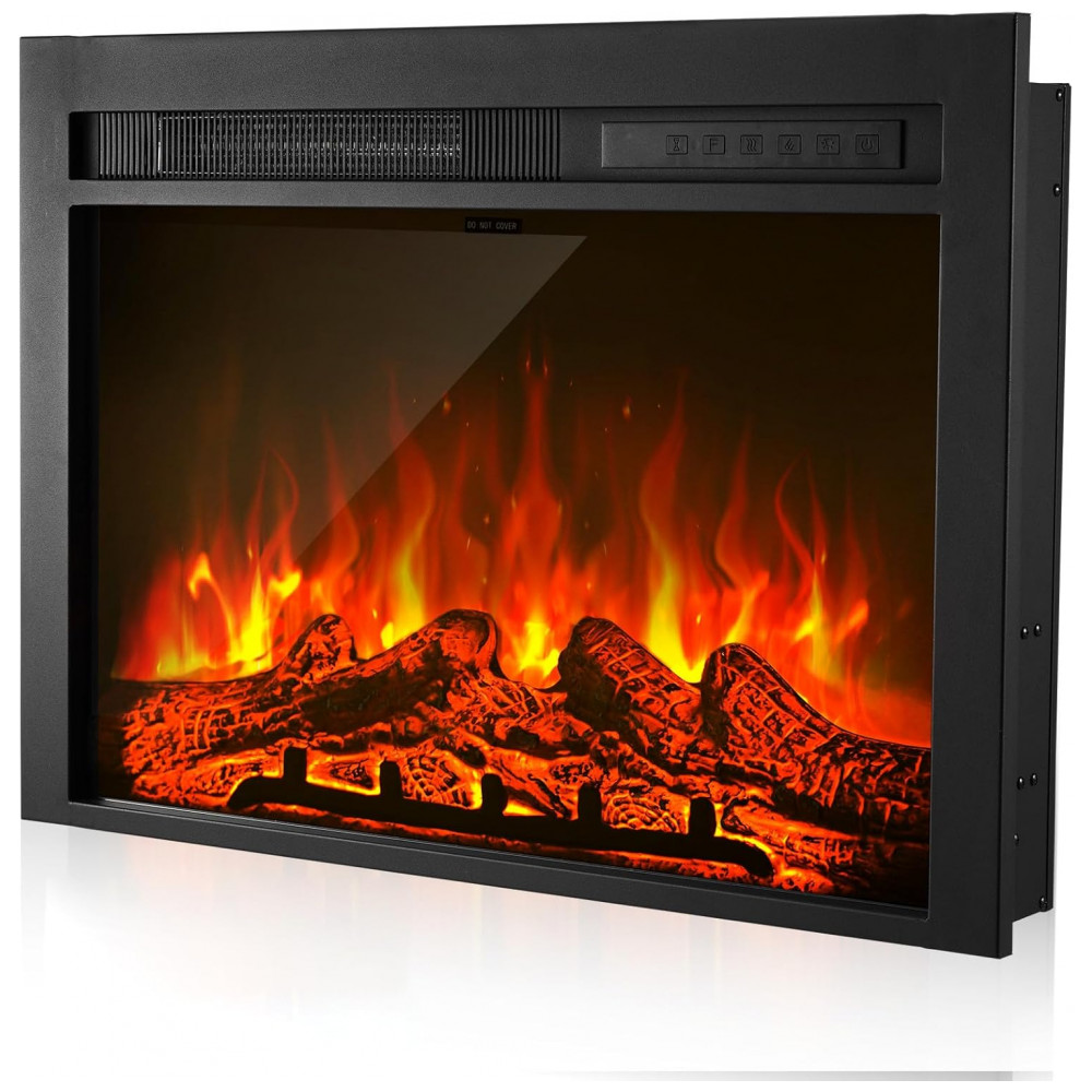 Lareira Elétrica VEVOR 89x68cm 1500W Chamas 3D 9 Cores Embutir 110V