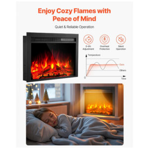 Lareira Elétrica VEVOR 89x68cm 1500W Chamas 3D 9 Cores Embutir 110V
