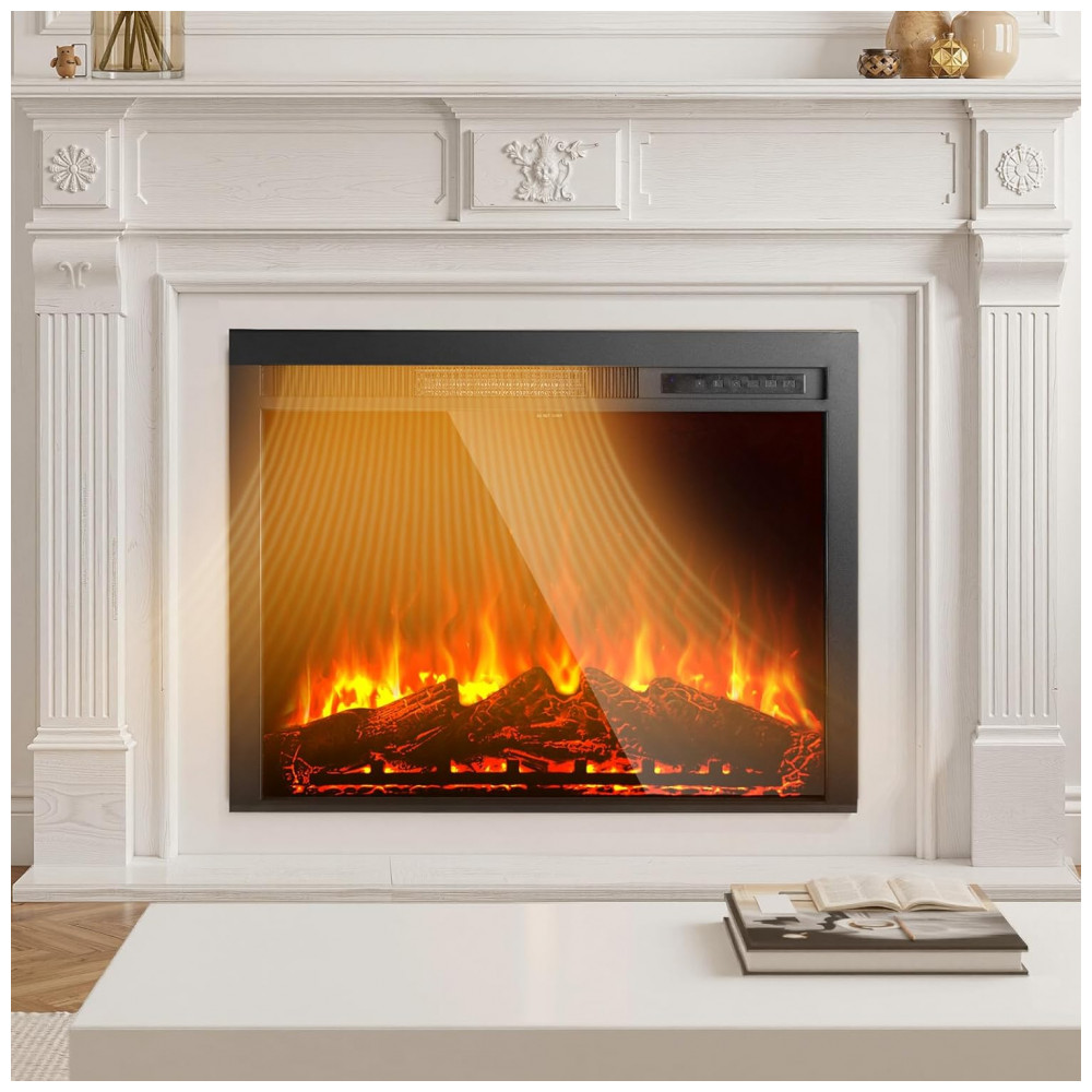 Lareira Elétrica VEVOR 89x68cm 1500W Chamas 3D 9 Cores Embutir 110V