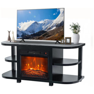 Rack TV Vaczon 122cm Lareira Elétrica 46cm 1400W Chamas 3D 4 Prateleiras 110V