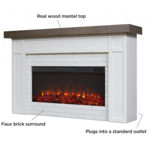 Lareira Elétrica Real Flame 163x99cm 1500W Madeira Controle Remoto Portátil 110V