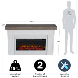 Lareira Elétrica Real Flame 163x99cm 1500W Madeira Controle Remoto Portátil 110V