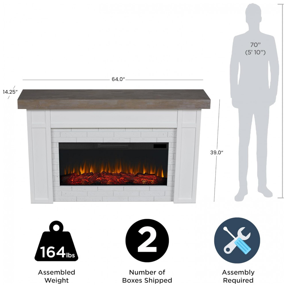 Lareira Elétrica Real Flame 163x99cm 1500W Madeira Controle Remoto Portátil 110V