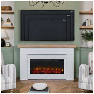 Lareira Elétrica Real Flame 163x99cm 1500W Madeira Controle Remoto Portátil 110V
