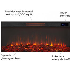 Lareira Elétrica Real Flame 149x107cm 5100BTU Chamas 6 Cores Timer Branca 110V