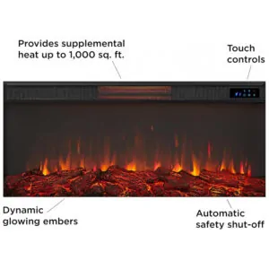 Lareira Elétrica Real Flame 149x107cm 5100BTU Chamas 6 Cores Timer Branca 110V