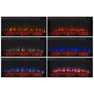 Lareira Elétrica Real Flame 149x107cm 5100BTU Chamas 6 Cores Timer Branca 110V