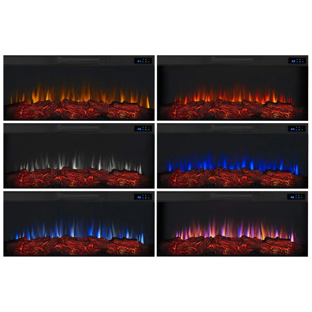 Lareira Elétrica Real Flame 149x107cm 5100BTU Chamas 6 Cores Timer Branca 110V