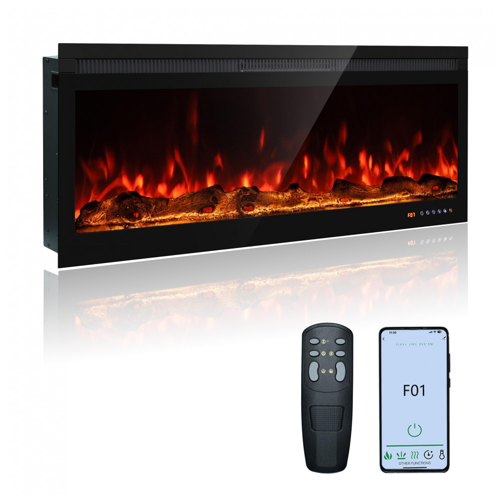 Oxhark Flame Lareira Elétrica Smart de 107 cm WiFi com Controle por App e Efeito Chama Multicolorido