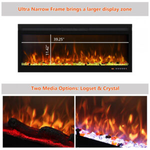 Oxhark Flame Lareira Elétrica Smart de 107 cm WiFi com Controle por App e Efeito Chama Multicolorido