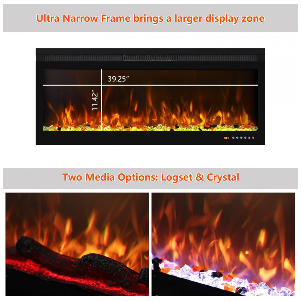 Oxhark Flame Lareira Elétrica Smart de 107 cm WiFi com Controle por App e Efeito Chama Multicolorido