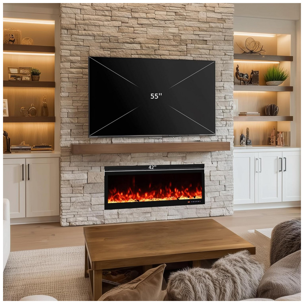 Oxhark Flame Lareira Elétrica Smart de 107 cm WiFi com Controle por App e Efeito Chama Multicolorido