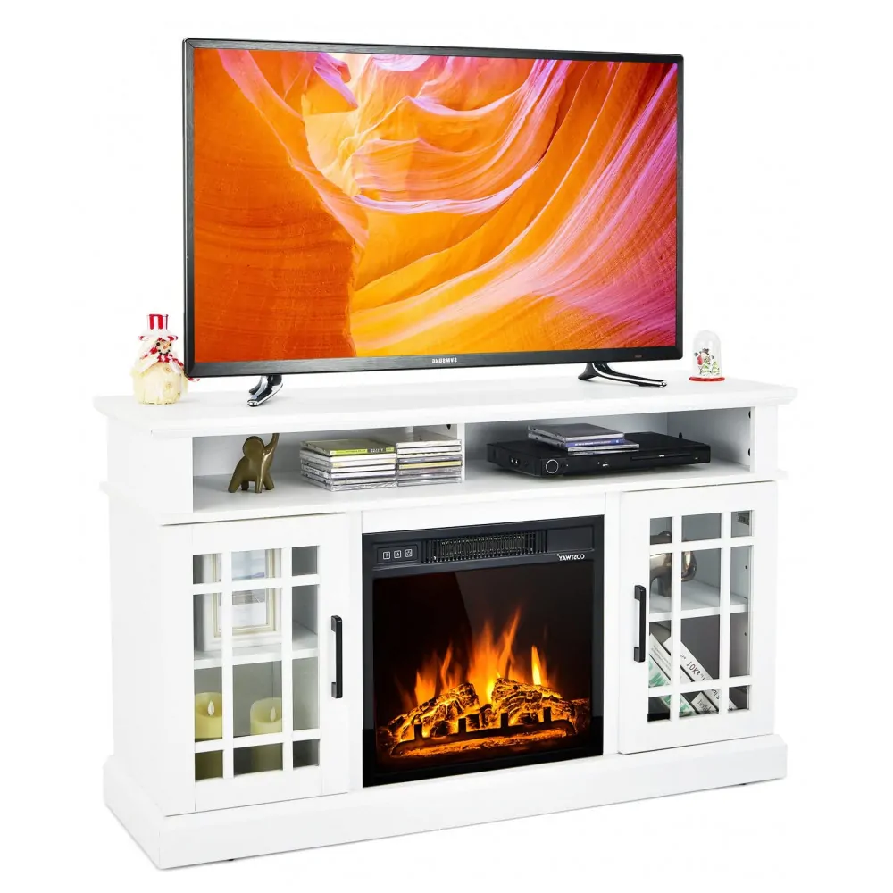 Lareira Elétrica Happygrill 122x76cm Rack TV 55 Chamas 3D Controle Remoto 110V