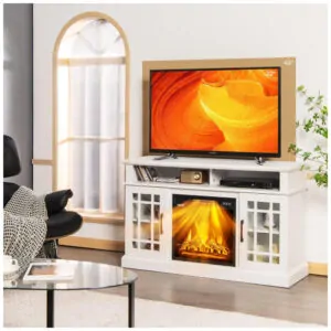 Lareira Elétrica Happygrill 122x76cm Rack TV 55 Chamas 3D Controle Remoto 110V