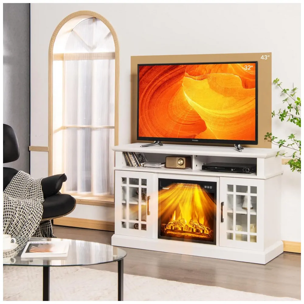 Lareira Elétrica Happygrill 122x76cm Rack TV 55 Chamas 3D Controle Remoto 110V