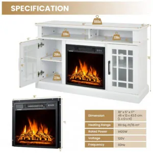 Lareira Elétrica Happygrill 122x76cm Rack TV 55 Chamas 3D Controle Remoto 110V