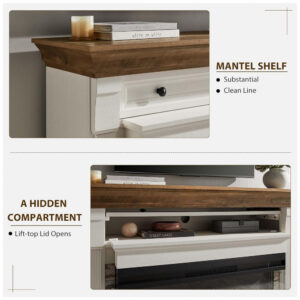 Lareira Elétrica OKD 132x91cm 1500W Chamas 3 Cores Mantel TV Stand 110V