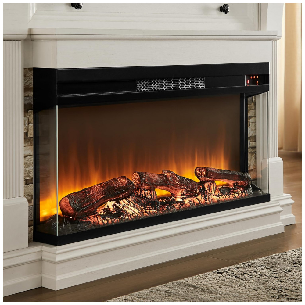 Lareira Elétrica OKD 132x91cm 1500W Chamas 3 Cores Mantel TV Stand 110V