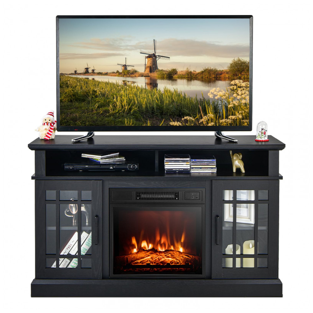 Rack TV Lareira Elétrica COSTWAY 122x76cm 1500W Chamas LED 3 Níveis 110V