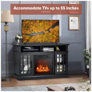Rack TV Lareira Elétrica COSTWAY 122x76cm 1500W Chamas LED 3 Níveis 110V