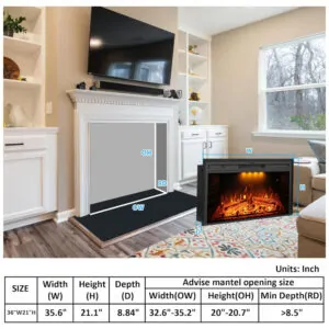 Lareira Elétrica Dreamflame 91x53cm 1500W Chamas LED Som Embutir 110V