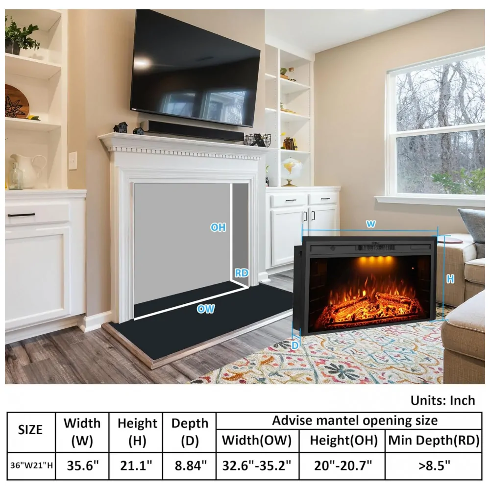 Lareira Elétrica Dreamflame 91x53cm 1500W Chamas LED Som Embutir 110V