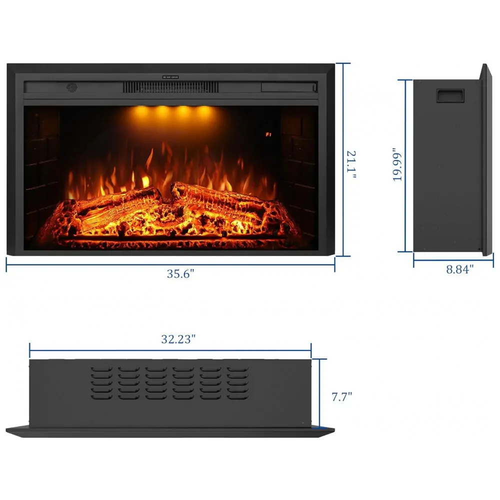 Lareira Elétrica Dreamflame 91x53cm 1500W Chamas LED Som Embutir 110V