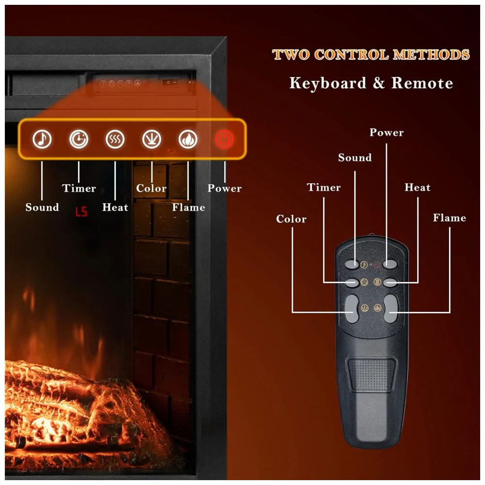 Lareira Elétrica Dreamflame 91x53cm 1500W Chamas LED Som Embutir 110V