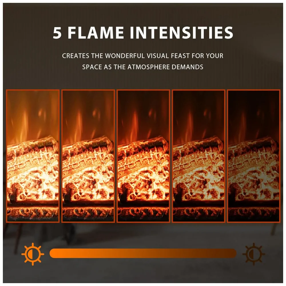 Lareira Elétrica Dreamflame 91x53cm 1500W Chamas LED Som Embutir 110V