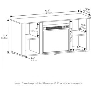Lareira Elétrica Furinno 120x54cm 1400W Rack TV 55pol Branco Portátil 110V