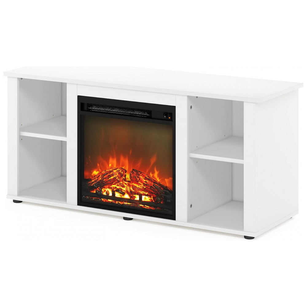 Lareira Elétrica Furinno 120x54cm 1400W Rack TV 55pol Branco Portátil 110V