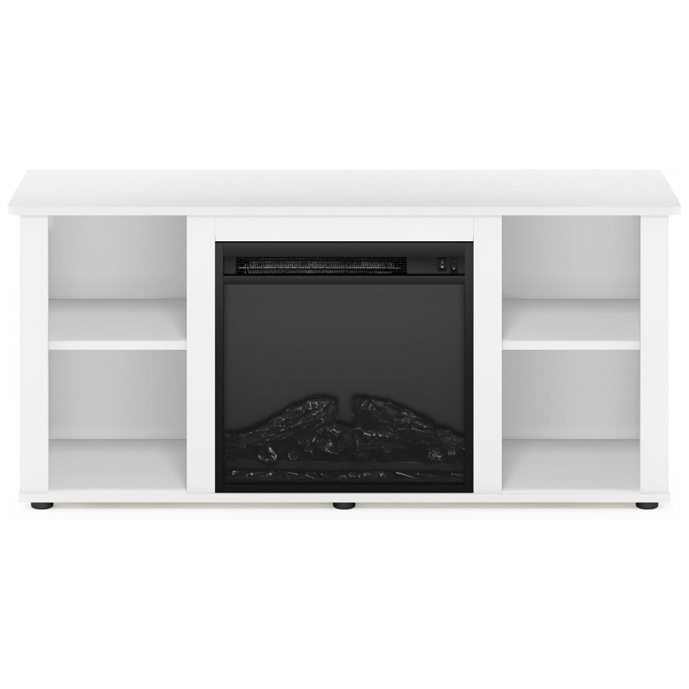 Lareira Elétrica Furinno 120x54cm 1400W Rack TV 55pol Branco Portátil 110V