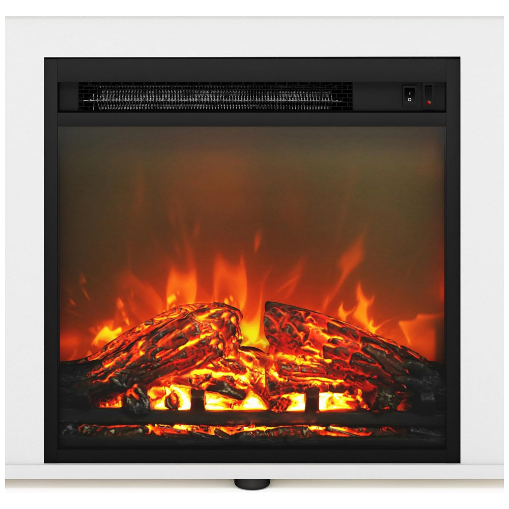 Lareira Elétrica Furinno 120x54cm 1400W Rack TV 55pol Branco Portátil 110V