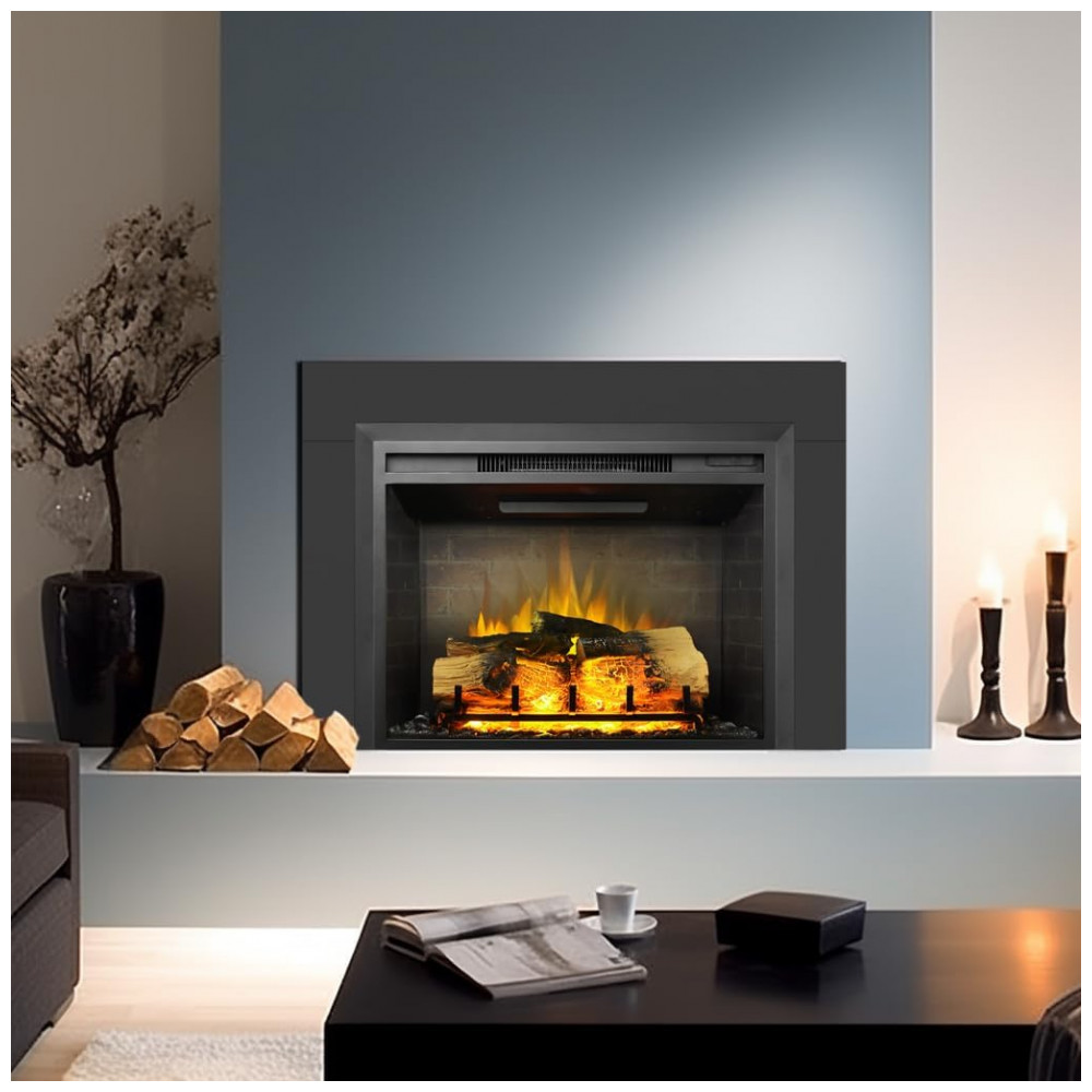 Lareira Elétrica Legend Flame 101x73cm 1500W Chamas LED Troncos Embutir 110V