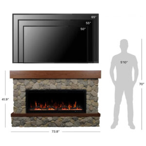 Lareira Elétrica Country Living 187x106cm 1465W WiFi Alexa LED Portátil 110V