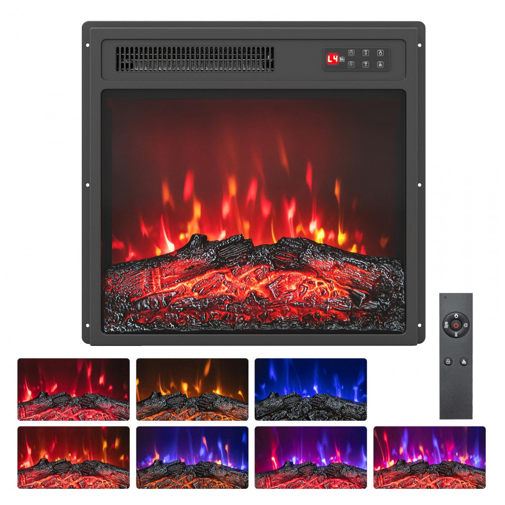 Lareira Elétrica Tangkula 48x45cm 1500W Chamas LED 7 Cores Embutir 110V