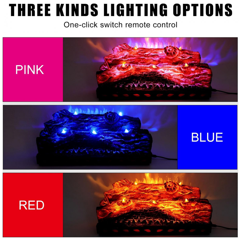 Lareira Elétrica Dainiqukanhai 31x15x20cm Chamas LED 3 Cores Portátil 110V