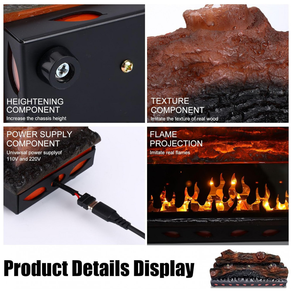 Lareira Elétrica Dainiqukanhai 31x15x20cm Chamas LED 3 Cores Portátil 110V
