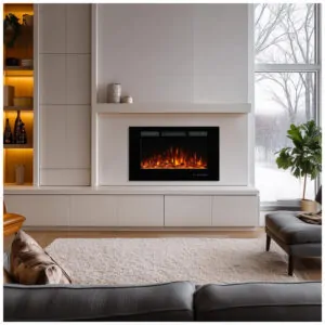 Lareira Elétrica Dreamflame 91x55cm 1500W Chamas 3 Cores LCD Embutir 110V