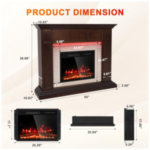 Lareira Elétrica Eshoma 140x33cm 1500W Rack TV 13 Cores LED Marrom 110V