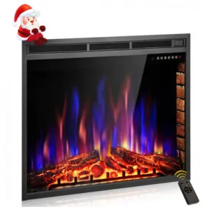 Lareira Elétrica Xbeauty 91x69cm 1500W Chamas LED 4 Cores Timer Embutir 110V