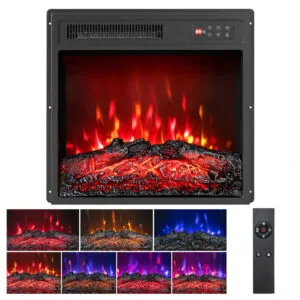 Lareira Elétrica COSTWAY 48x45cm 1500W Chamas 7 Cores Insert Embutir 110V