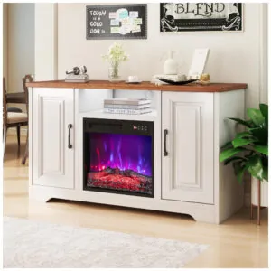 Lareira Elétrica COSTWAY 48x45cm 1500W Chamas 7 Cores Insert Embutir 110V