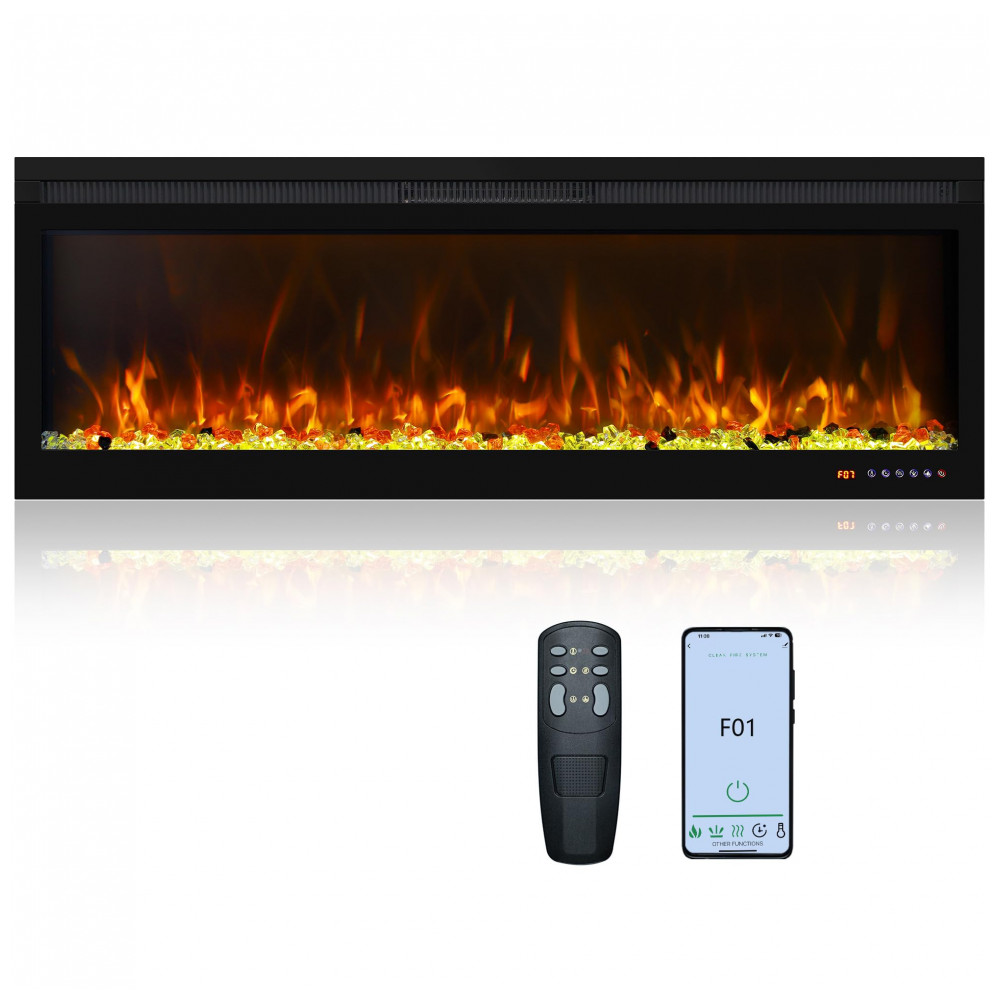 Lareira Elétrica Smart Oxhark Flame 127cm com Aquecedor 1500W, Controle Remoto e App, 169 Efeitos de Chama Realistas
