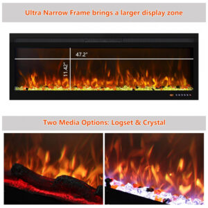 Lareira Elétrica Smart Oxhark Flame 127cm com Aquecedor 1500W, Controle Remoto e App, 169 Efeitos de Chama Realistas