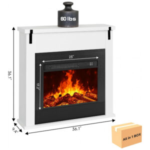 Lareira Elétrica TRONLEE 91x91cm 1360W Chamas LED Móvel TV Branca 110V