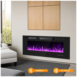 Lareira Elétrica Ariiles 107x46cm 1500W Chamas LED Multicolor Embutir 110V